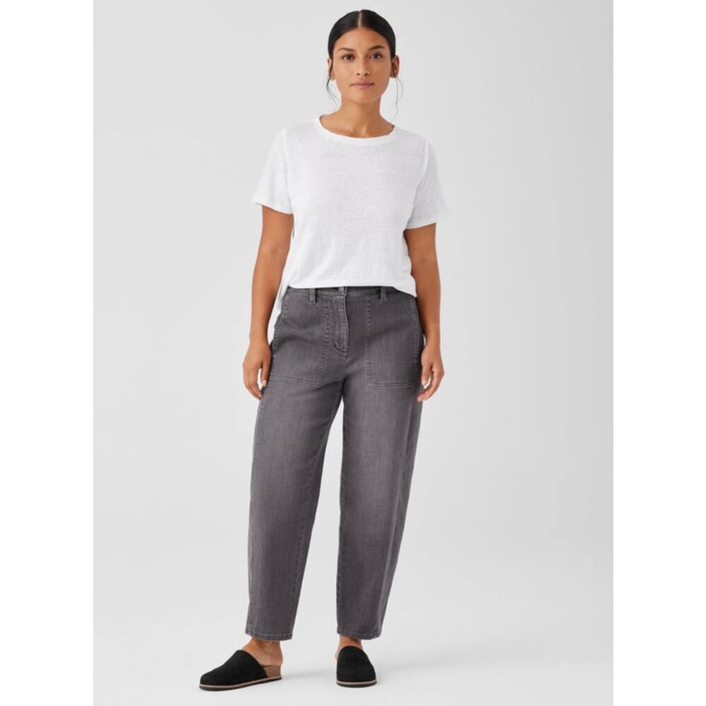 Eileen Fisher Organic Cotton Hemp Pants Gray Straight Crop Sz 16